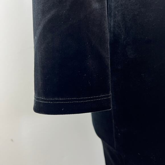 Good American Black Velvet Plunge V-Neck Long Sleeve Bodycon Midi Dress Sz 2 NEW - Picture 7 of 11